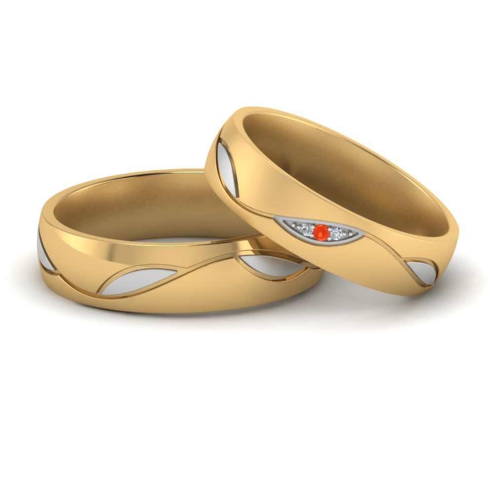 two-tone couples-diamond-wedding-ring-sets-with-orange-topaz-in-FD9353BGPOTO-NL-YG